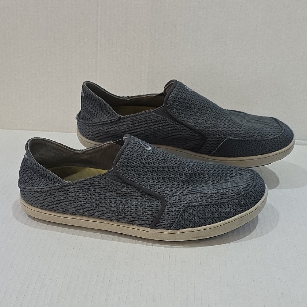 Olukai Nohea Mesh Men's Charcoal Slip-On Loafers Size 10